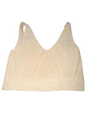 Banana Republic Knit Cropped Knit Sweater Tank Top-V-Neck-Beige-M-GUC